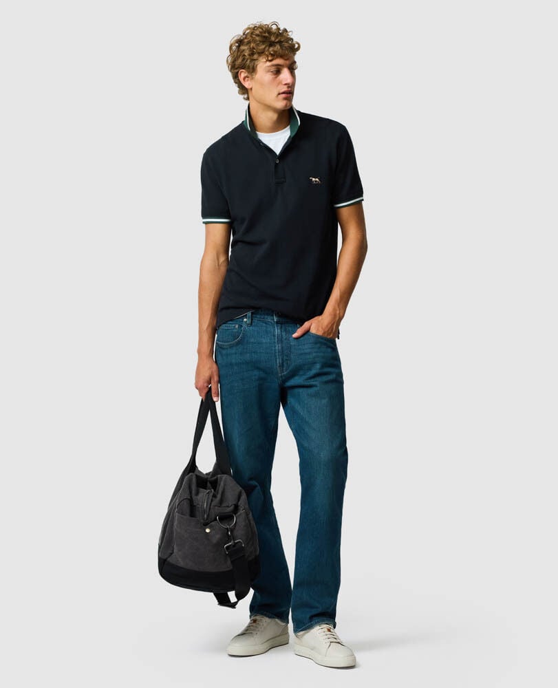 New Lynn Sports Fit Polo, ONYX, Off Front