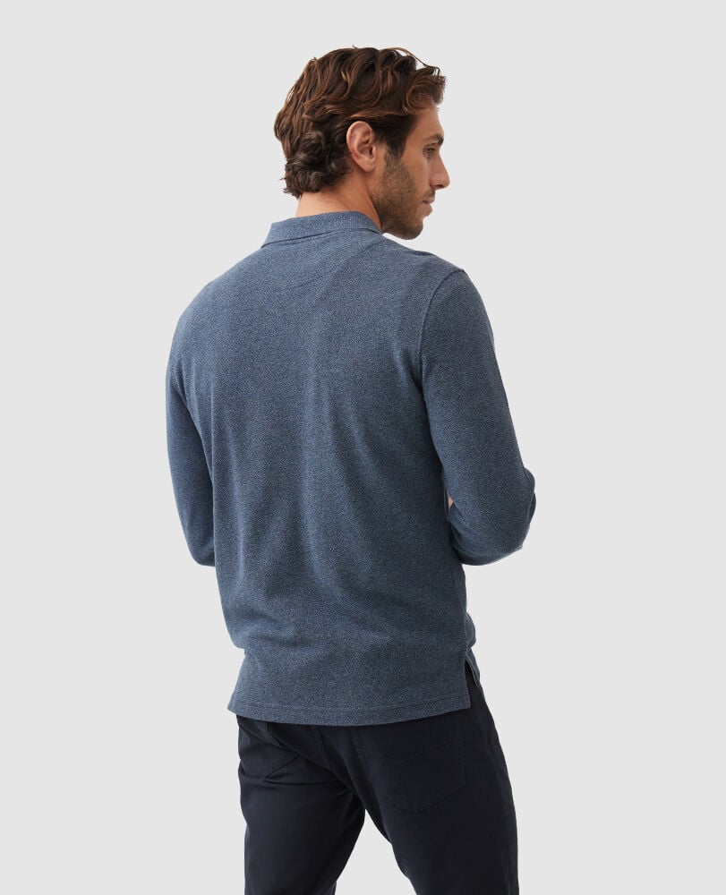 Long Sleeve Sports Fit Gunn Polo, MARINE, Back