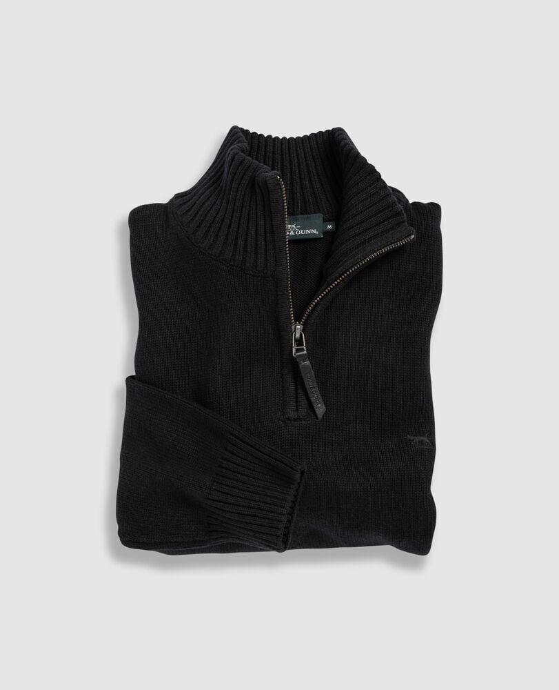 Merrick Bay 1/4 Zip Sweater, COAL, Flat Lay