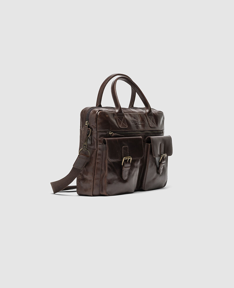 Picton Briefcase, CHOCOLATE, Off Front