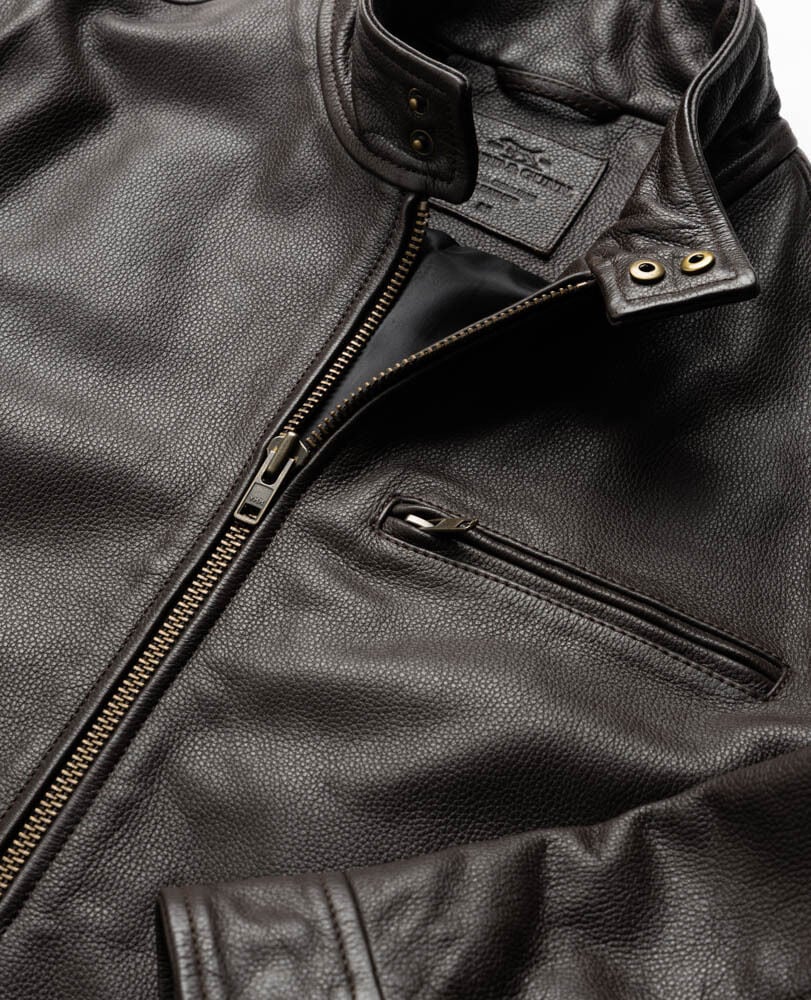 Canvastown Leather Jacket, ESPRESSO, Off Front