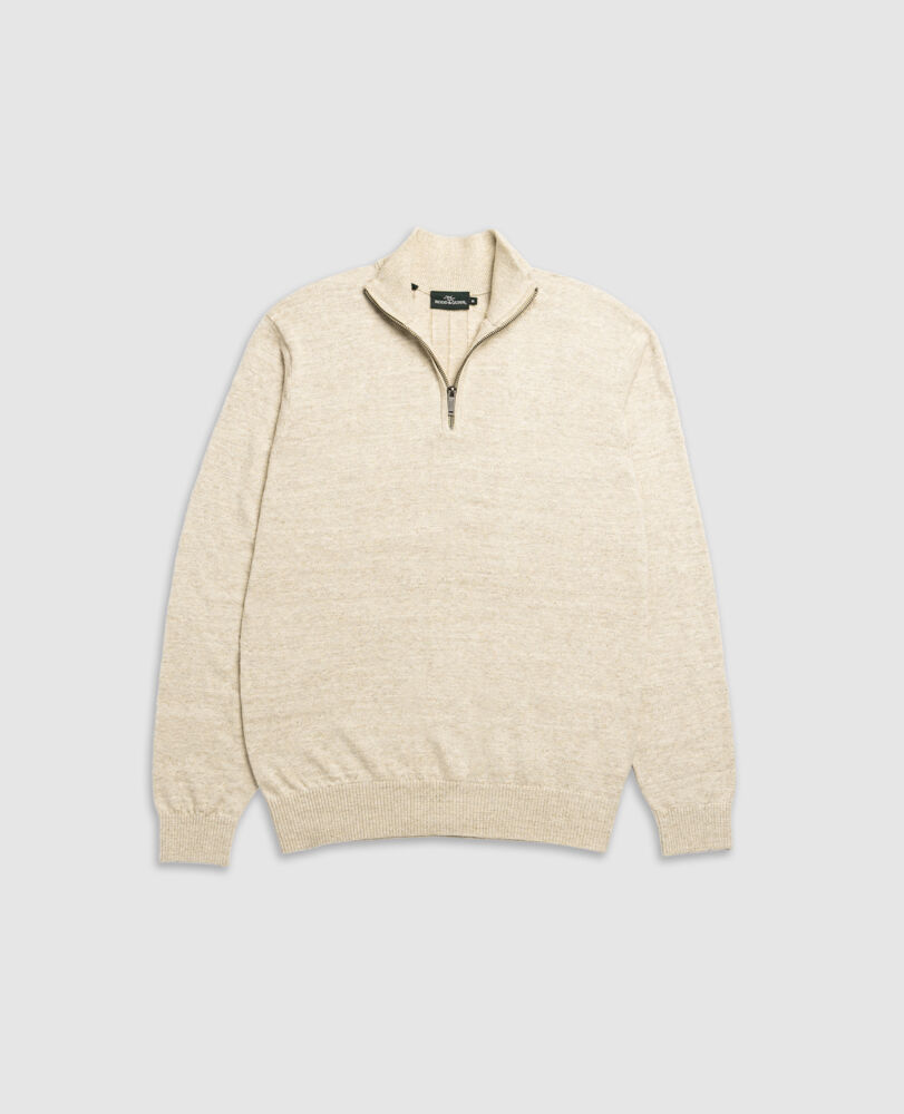 Fortrose 1/4 Zip Knit, STRAW, Flat Lay