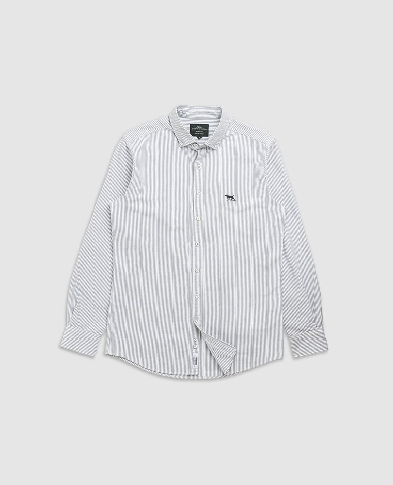 Gunn Oxford Stripe Sports Fit Shirt, GRANITE, Detail 2
