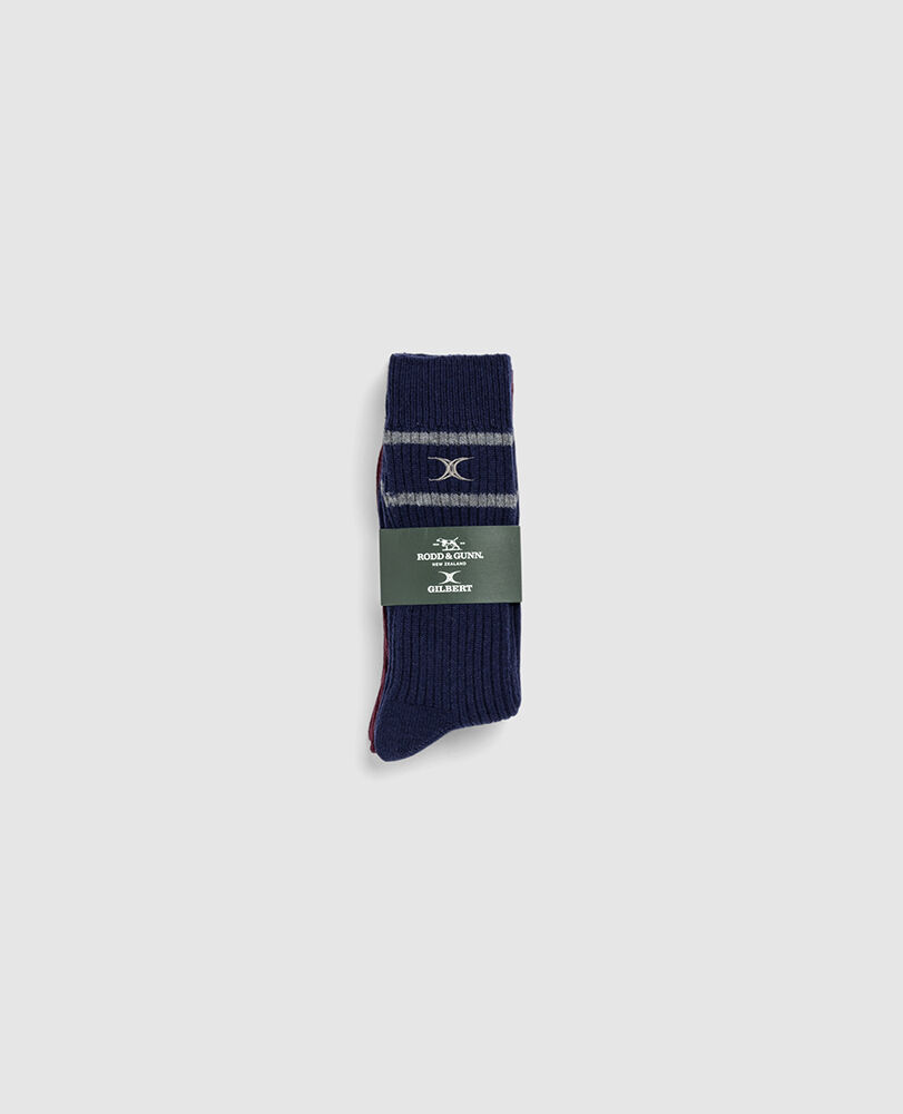 Line Out Sock Two Pack, NAVY/BURGUNDY, Off Front