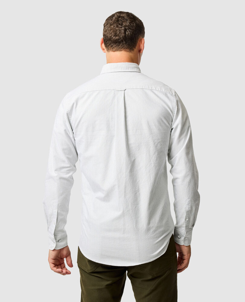 Chemise slim en coton oxford rayures Gunn, KAKI, Back