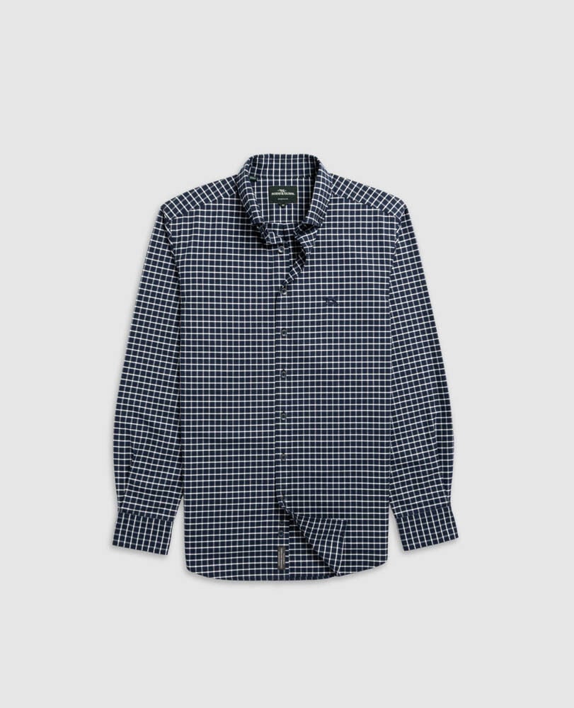 Gunn Check Oxford 3 Sports Fit Shirt, MIDNIGHT, Front