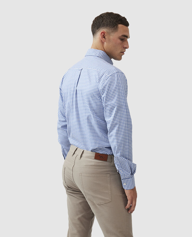 Gunn Check Oxfordhemd mit sportlicher Passform, MEERBLAU, Back