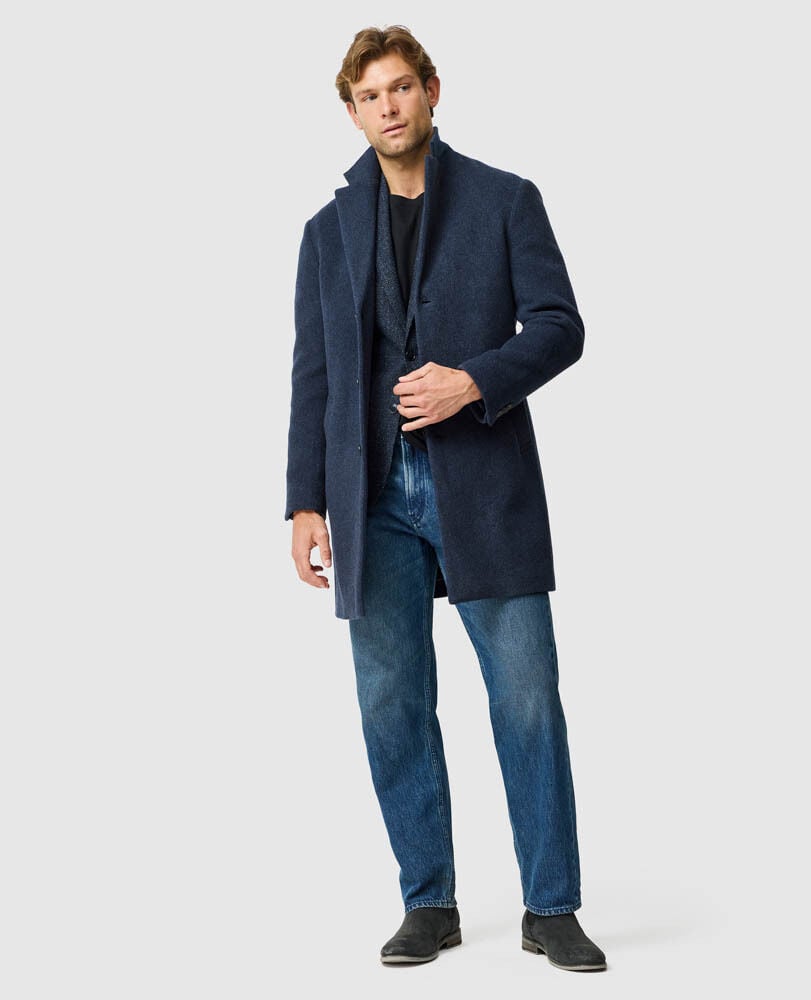 Colwood Coat, NAVY MARLE, Off Front