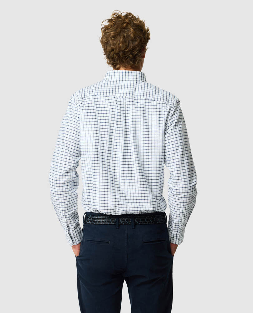 Gunn Check Oxford 3 Sports Fit Shirt, MARINE, Back