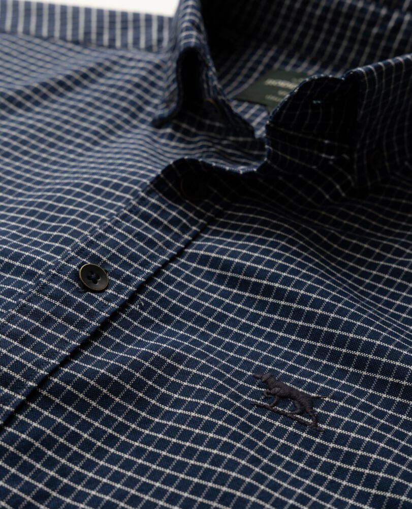 Gunn Check Oxford 5 Sports Fit Shirt, MIDNIGHT, Detail 2