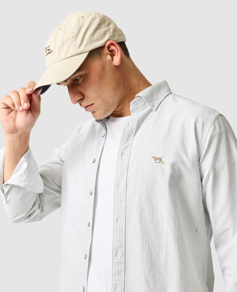 Chemise slim en coton oxford rayures Gunn, KAKI, Detail 3