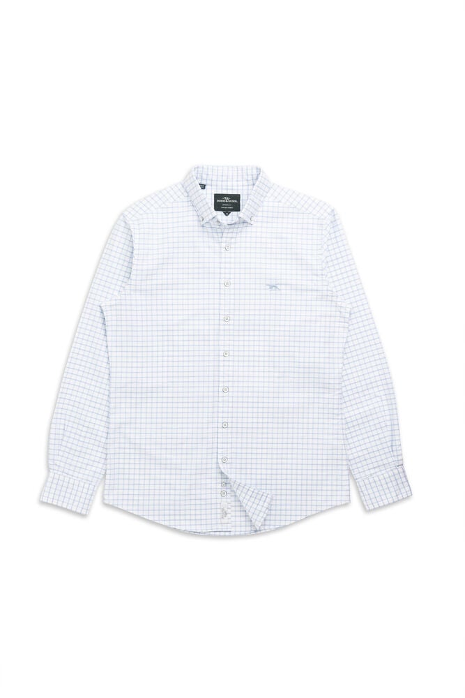 Gunn Check Oxford 3 Sports Fit Shirt · Cornflow ME, CORNFLOWER, Flat Lay