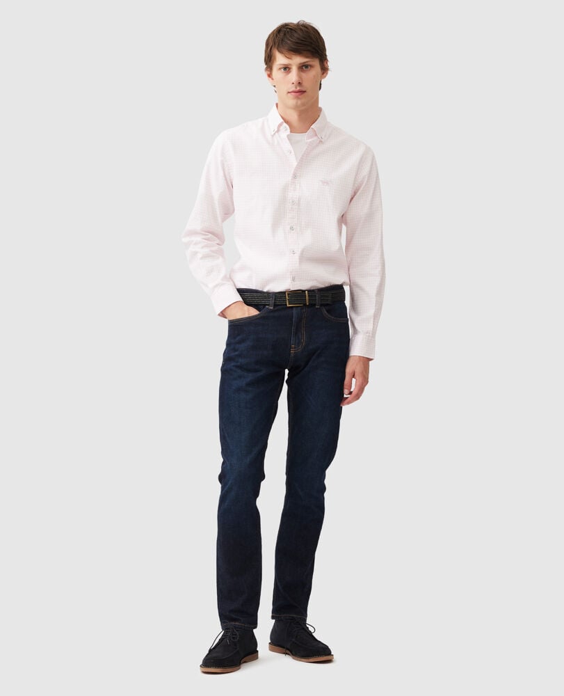 Gunn Check Oxford Sports Fit Shirt, ROSEWATER, Off Front