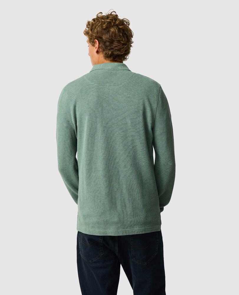 Long Sleeve Sports Fit Gunn Polo, FERN, Back