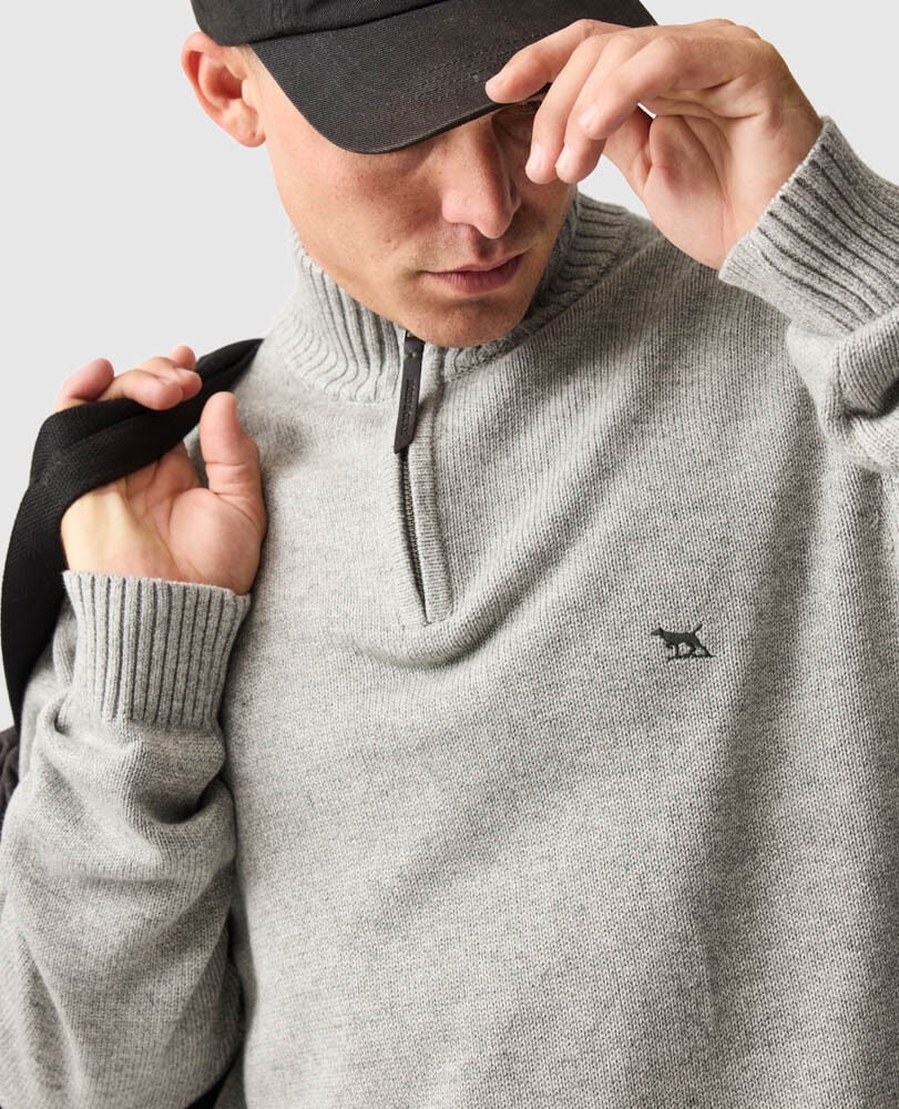 Merrick Bay 1/4 Zip Knit, MARBLE, Flat Lay