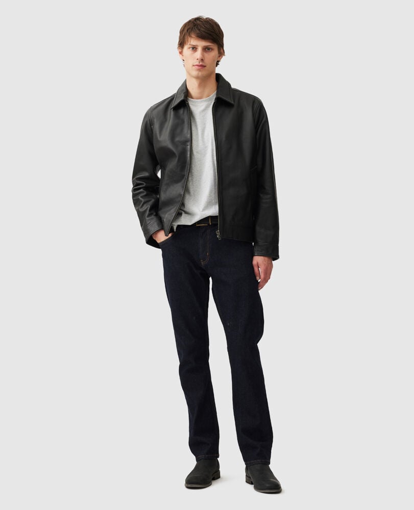 Haymarket Leather Jacket · Onyx ME, ONYX, Back