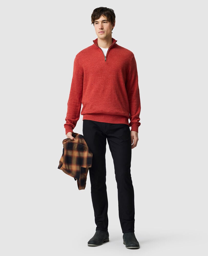 Fortrose 1/4 Zip Knit, BRICK, Off Front