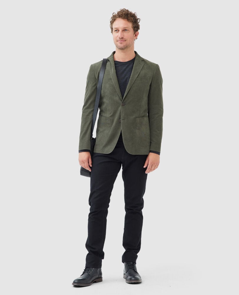 Saint Bathans Sports Fit Jacket, MOSS, Off Front