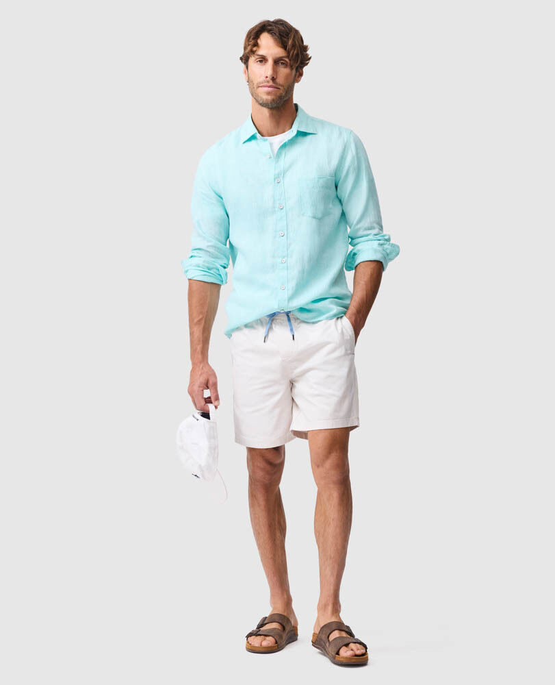 Chemise slim en lin Coromandel, MENTHE, Off Front