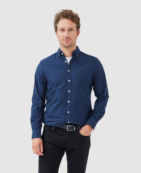 Chemise slim en coton oxford Gunn, MARINE