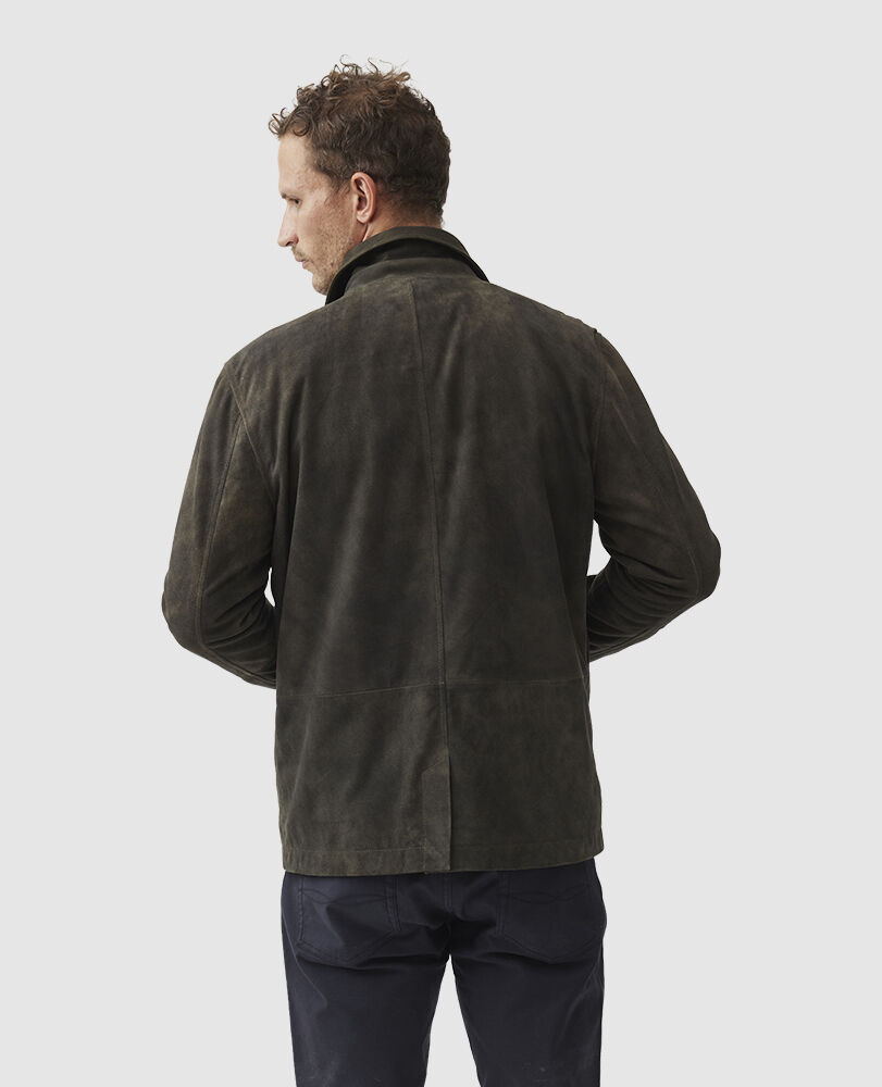 Veste en cuir Somerset, SOURIS, Back