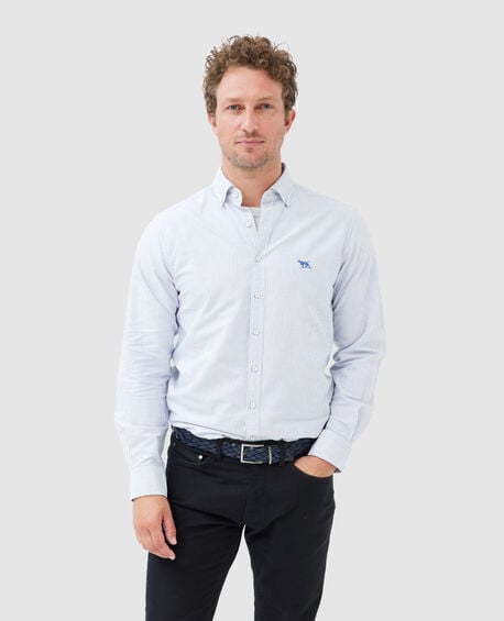 Gunn Oxford Stripe Sports Fit Shirt, ROYAL
