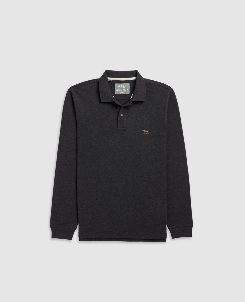Ls Gunn Polo, CHARCOAL, Flat Lay