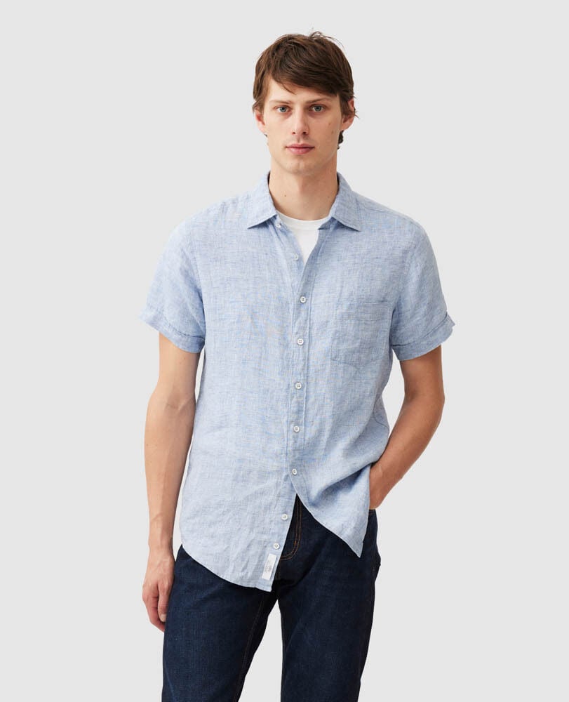 Palm Beach Sports Fit Shirt, DENIM, Front