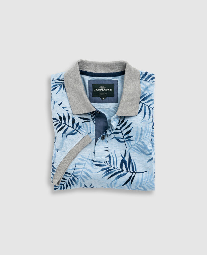 Bedivere Falls Sports Fit Polo, SKY, Flat Lay