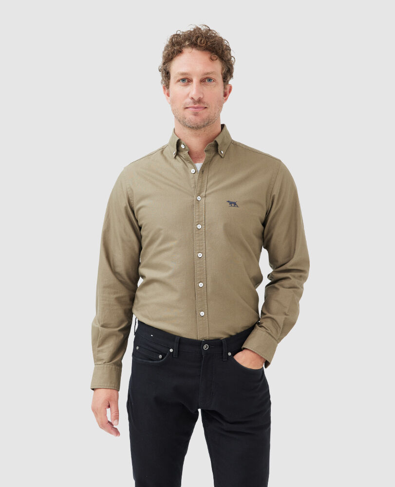 Gunn Oxford Pd Sports Fit Shirt, OLIVE, Front