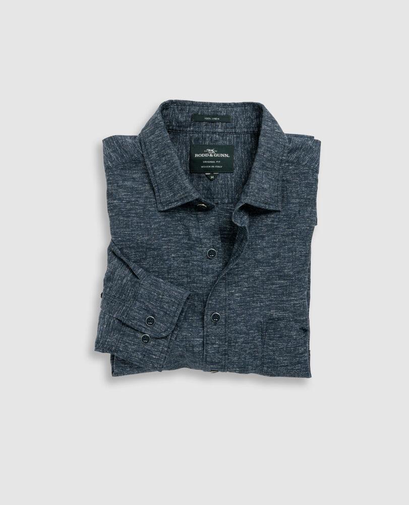 Motion Linen Shirt, INDIGO, Flat Lay