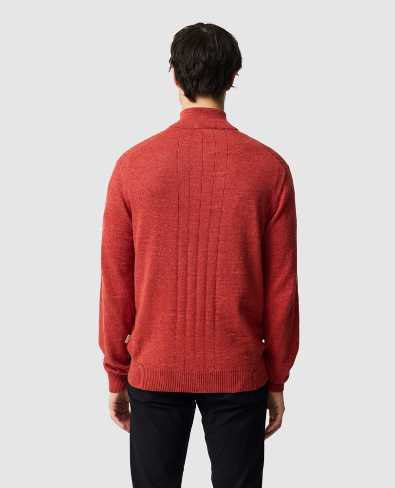 Fortrose 1/4 Zip Knit, BRICK, Back