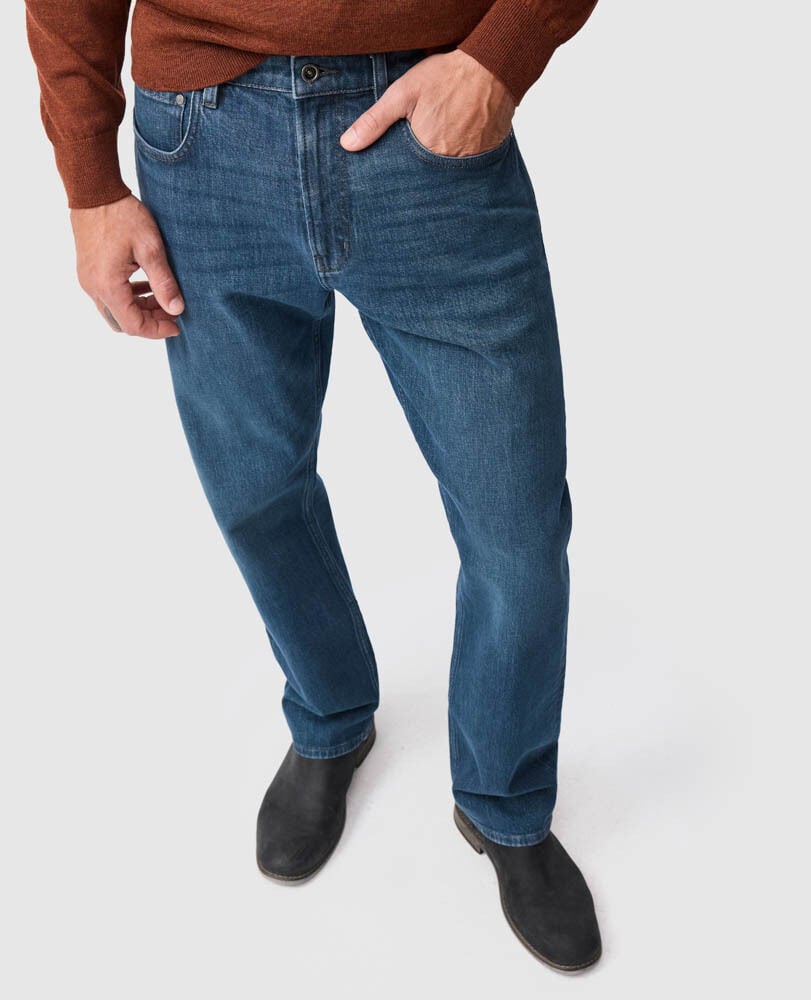 Kurow Relaxed Fit Italian Denim, MID BLUE