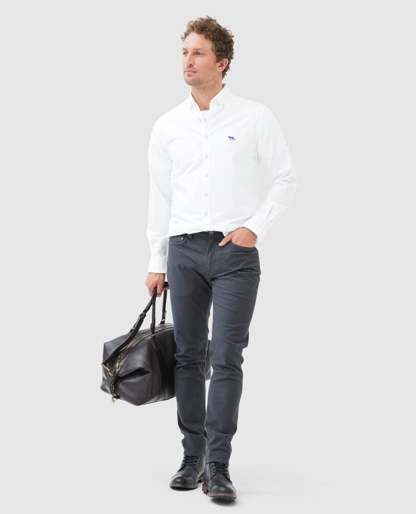 Gunn Oxford Sports Fit Shirt, BLANC, Off Front