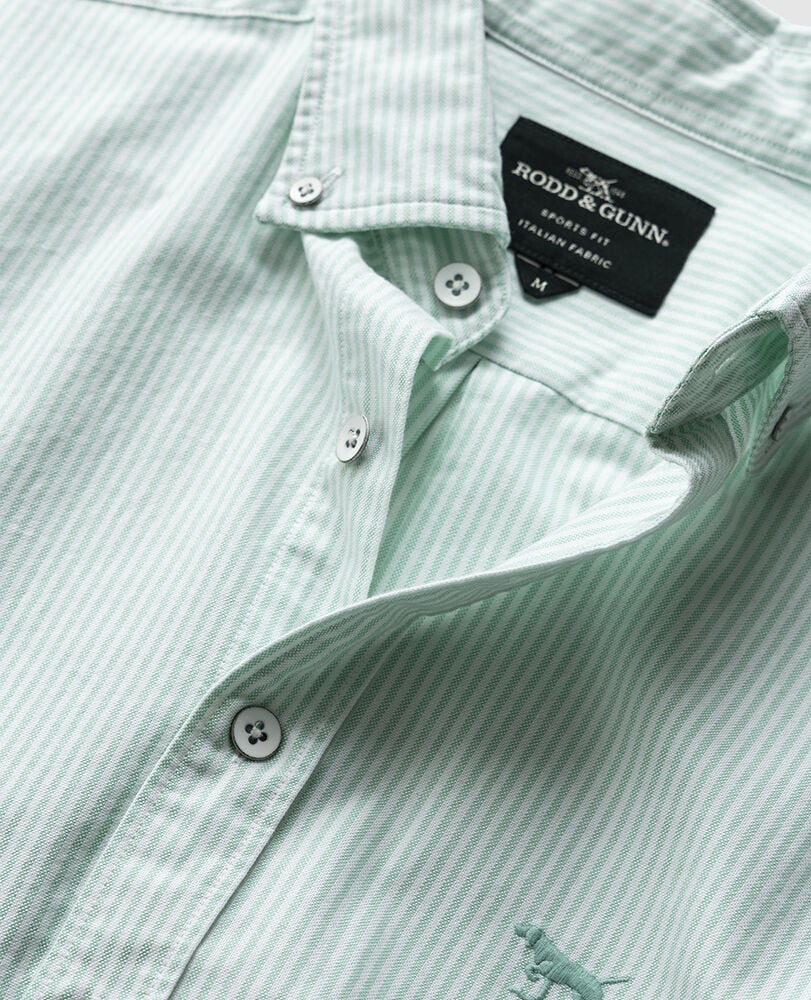 Chemise slim en coton oxford rayures Gunn, MENTHE VERTE, Detail 2