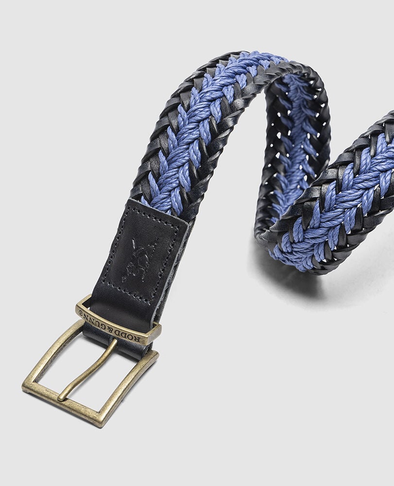 Eastbourne Weave Belt, NAVY DENIM, Back