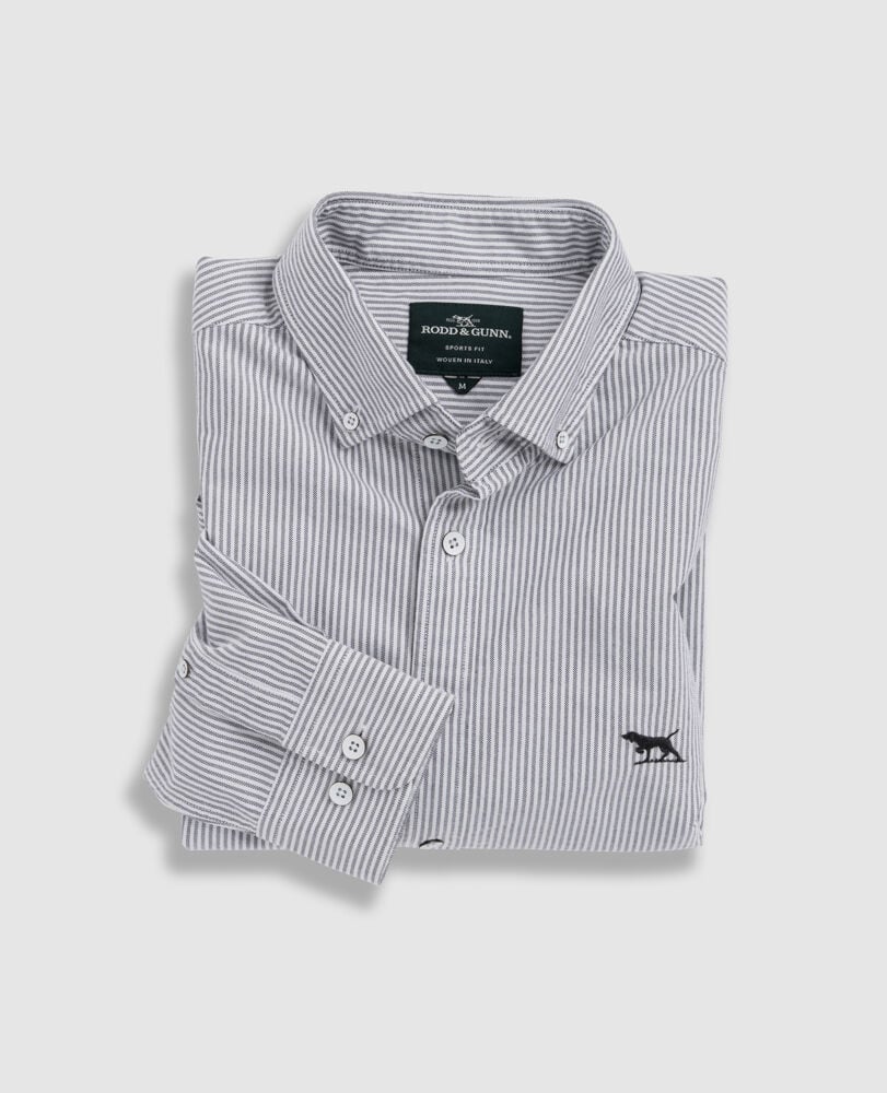 Gunn Oxford Stripe Sports Fit Shirt, GRANITE, Back