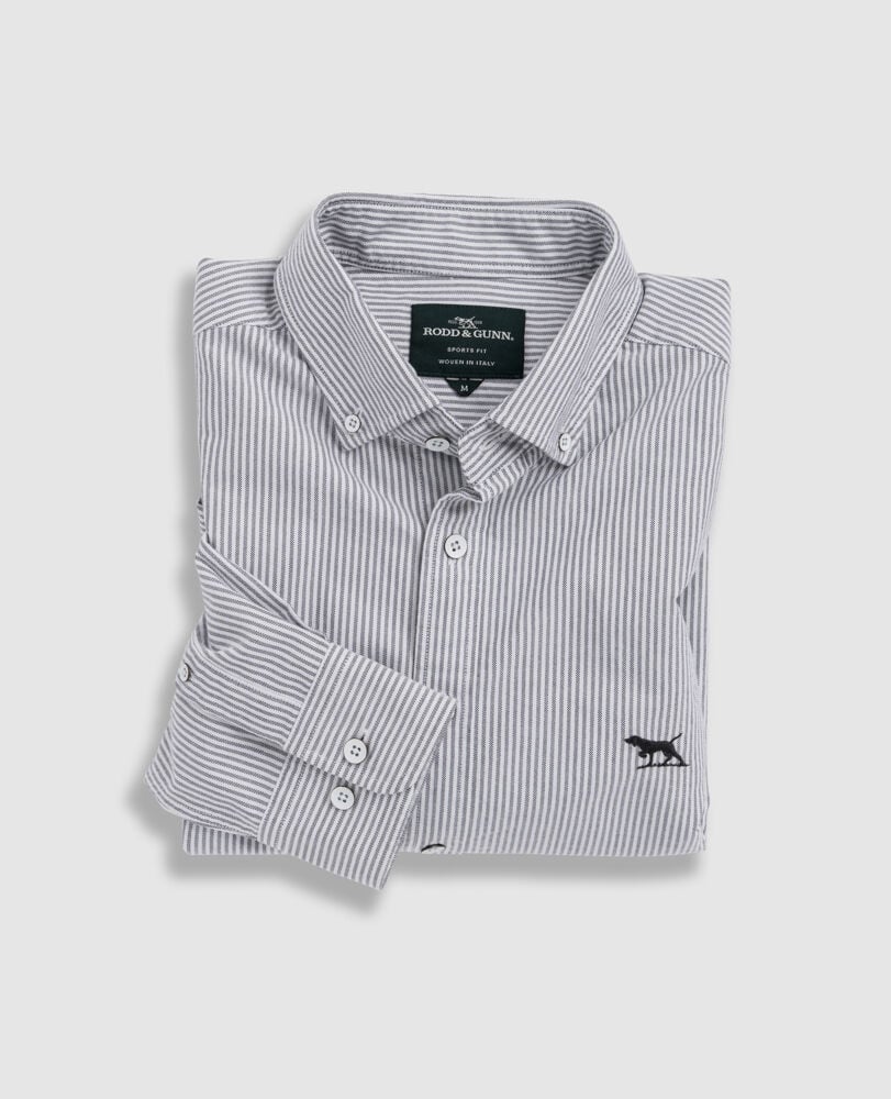 Gunn Oxford Stripe Sports Fit Shirt · Granite LG, GRANITE, Back