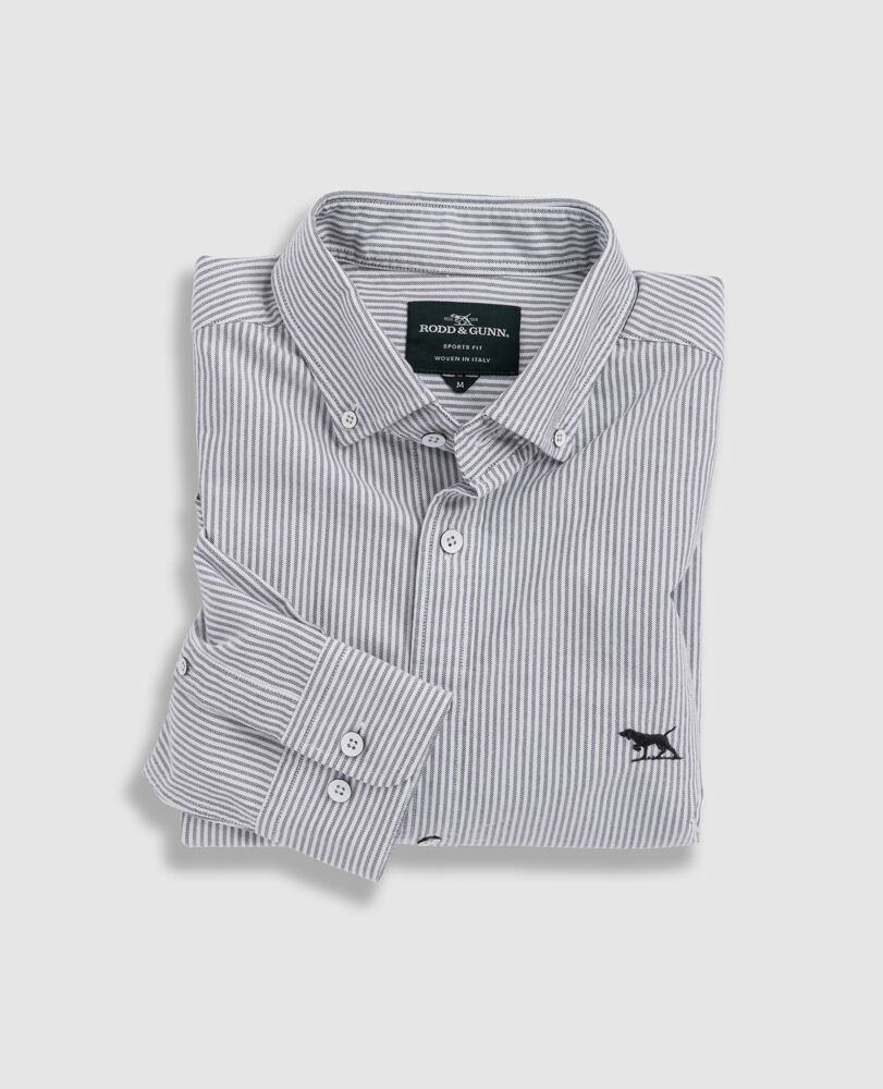 Gunn Oxford Stripe Sports Fit Shirt, GRANITE, Back