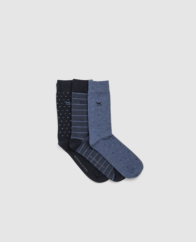 Seacliff Multi Sock 3 Pack, BLUE MULTI, Back