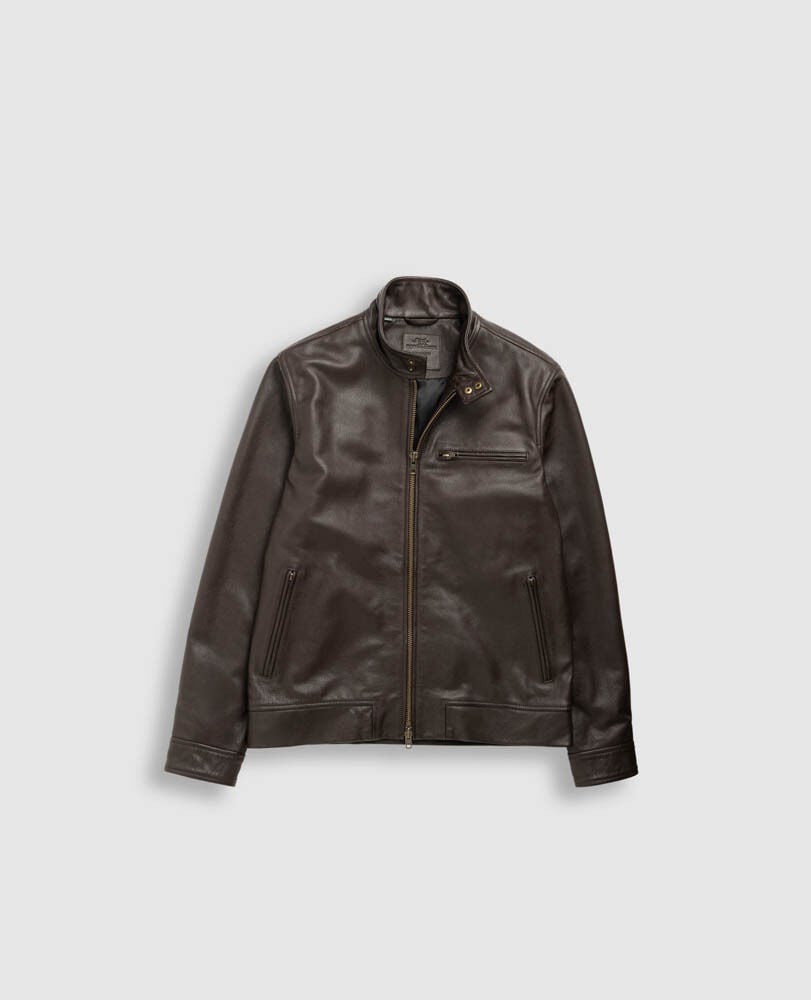 Canvastown Leather Jacket, ESPRESSO, Flat Lay