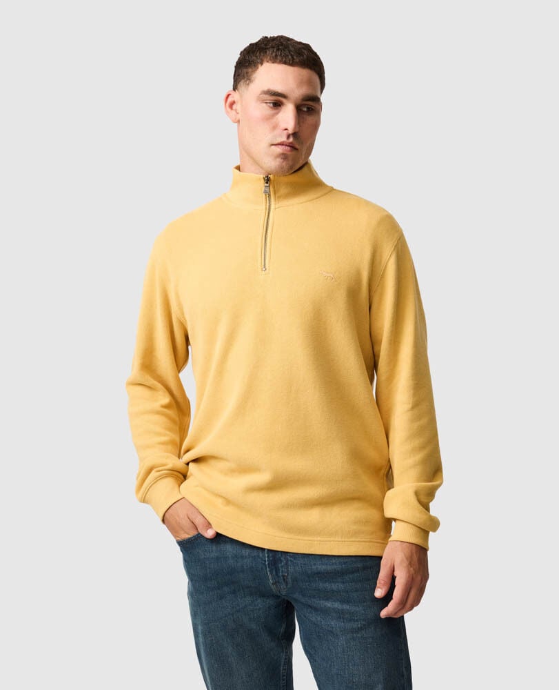 Alton Ave 1/4 Zip Sweat, MUSTARD, Front