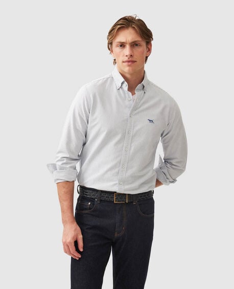 Gunn Oxford Stripe Sports Fit Shirt, FRENCH NAVY