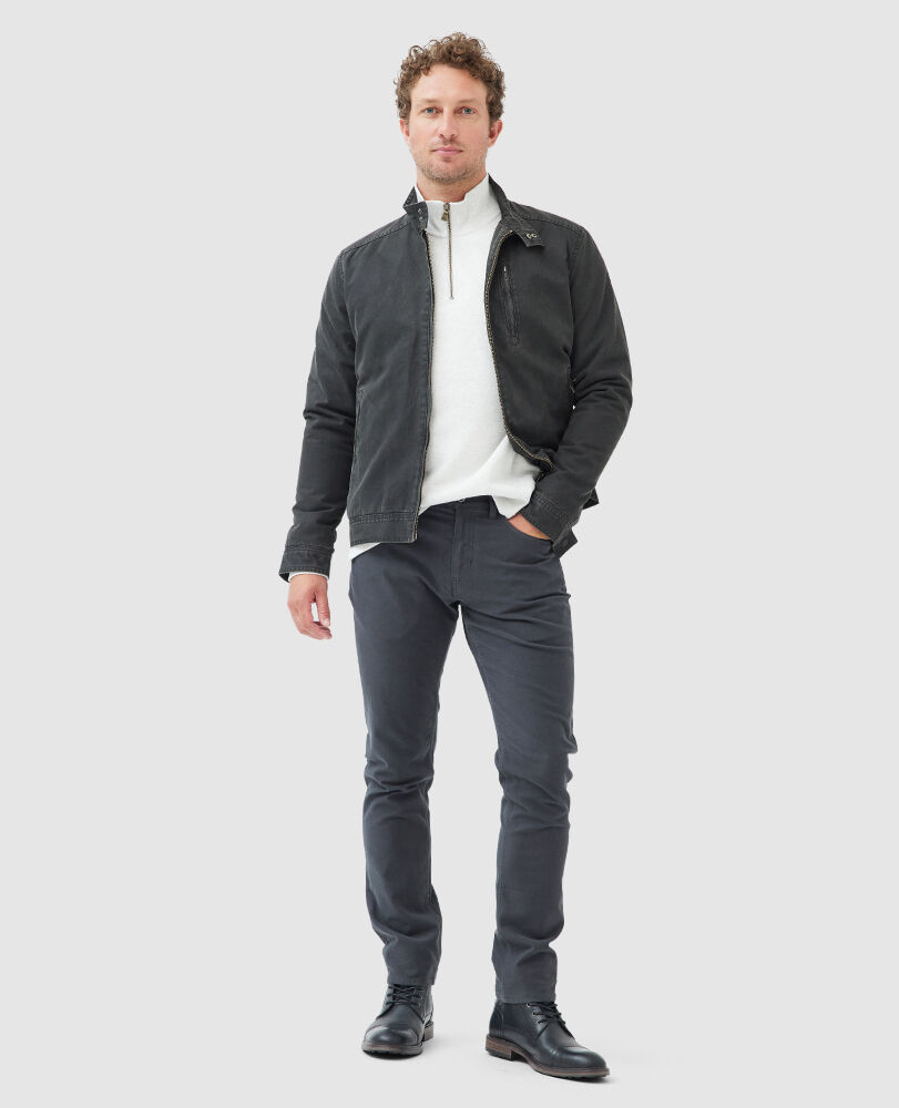 Sweatshirt col 1/4 zip alton ave, GRIS MERLE, Off Front