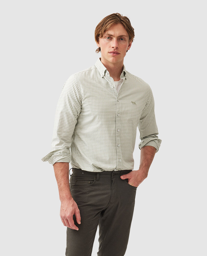 Oxford Bayshore Gingham Shirt, DUSTY SAGE, Front