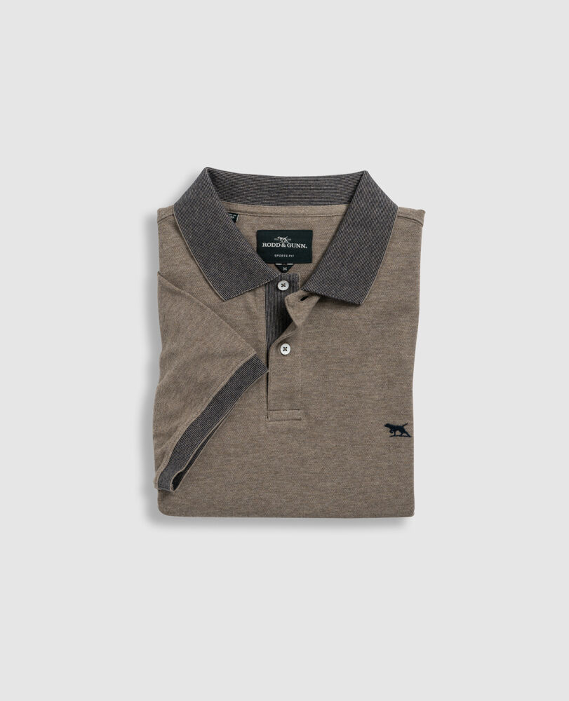 New Haven Sports Fit Polo, LATTE, Flat Lay