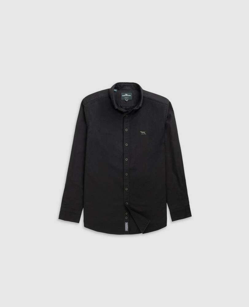 Oxford Sports Fit Shirt, NOIR, Flat Lay
