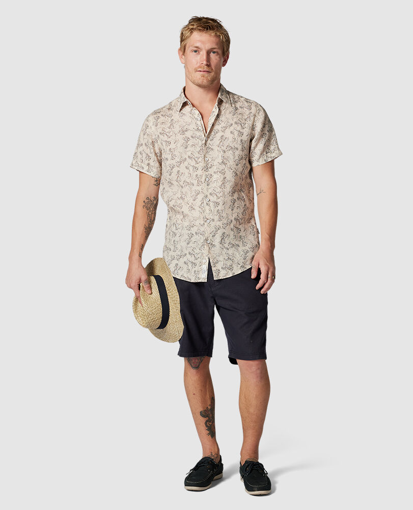 Chemise slim en lin Flax Island, SABLE, Off Front
