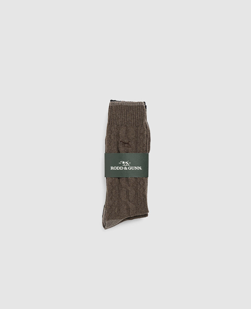 Dunedin Cable Sock 2 Pack, EARTH/ OLIVE, Off Front