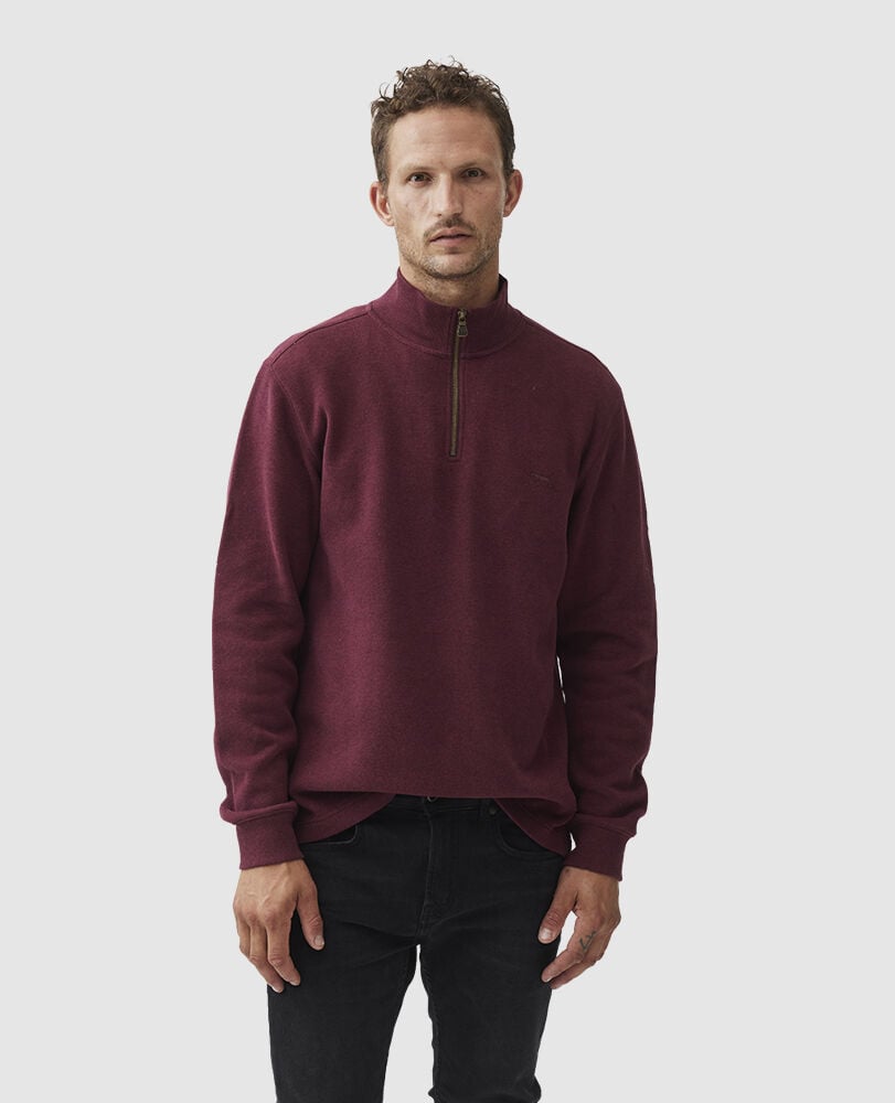 Alton Ave 1/4 Zip Sweatshirt, BERRY, Front